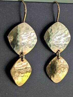 Retired James Avery Silver And 14k Gold Hammered Earhooks